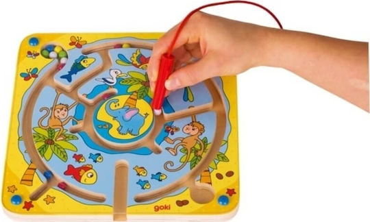 Goki Бебешка играчка Magnetic Maze Board Island от дърво за 36++ месеца
