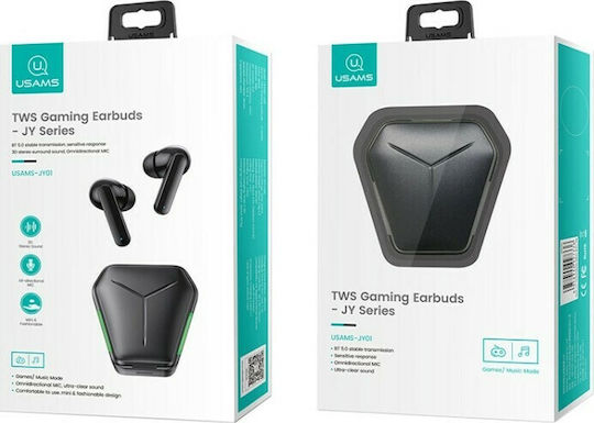 Usams JY01 In-ear Bluetooth Handsfree Ακουστικά με Αντοχή στον Ιδρώτα και Θήκη Φόρτισης Μαύρα