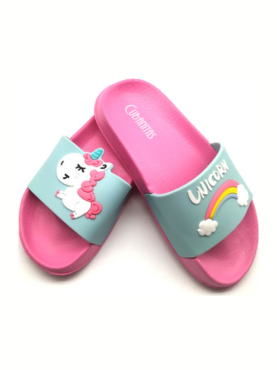 Kids' Slides Light Blue Unicorn