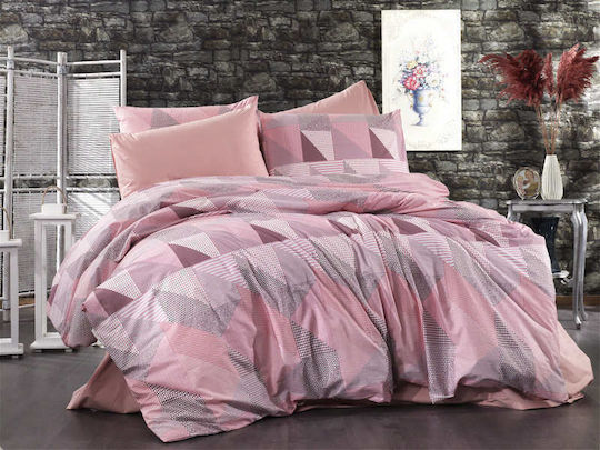 Dimcol Geometrical Pillowcase Flannel with Envelope Cover 331 Pink - Salmon 50x70cm.