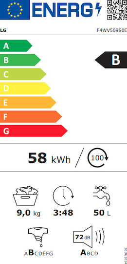 LG Πλυντήριο Ρούχων 9kg με Τεχνολογία Ατμού 1400 Στροφών AI DD F4WV509S0E
