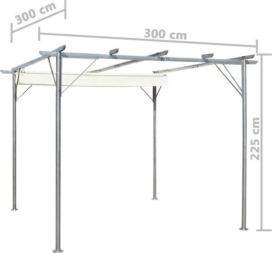 Pergolă De Grădină Din Metal Cu Tavan Alb 300x300x225cm