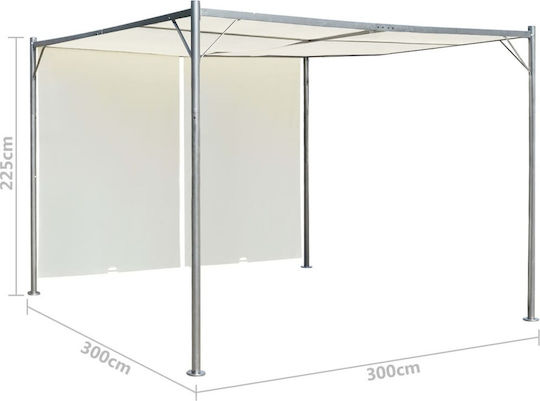 Метална Пергола За Градина с Покрив в Бял Цвят 300x300x225см