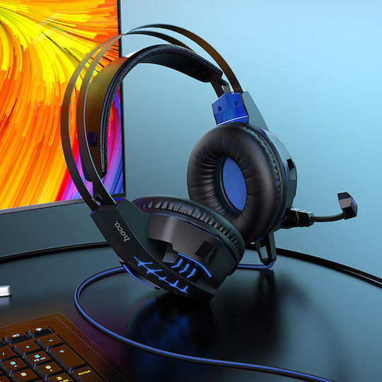 Hoco W102 Cool Tour Over Ear Gaming Headset with Connection 3.5mm / USB Blue