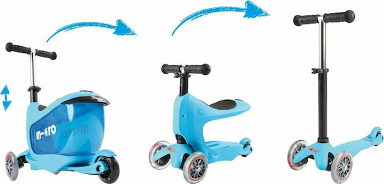 Micro Παιδικό Πατίνι Mini2Go Deluxe Plus Τρίτροχο με Κάθισμα για 1-5 Ετών Μπλε