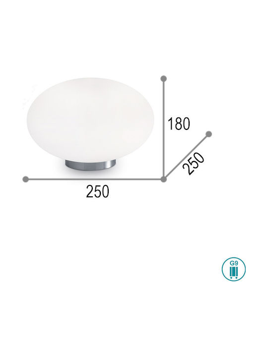 Ideal Lux Glass Table Lamp for Socket G9 with White Shade and Silver Base