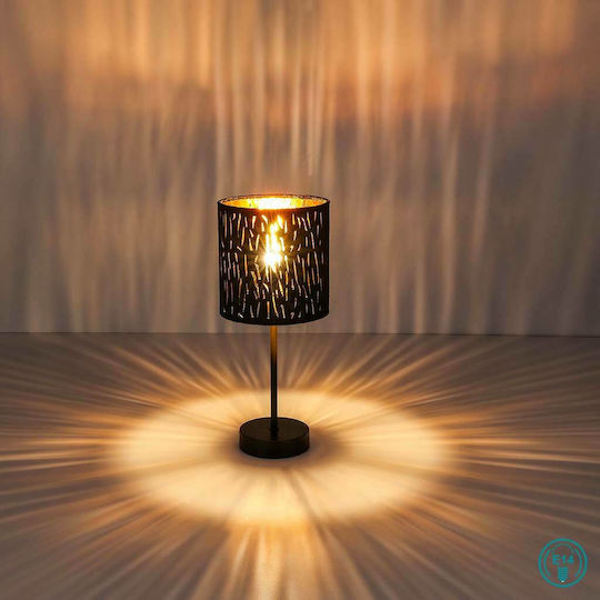 Globo Lighting Tuxon Metal Table Lamp for Socket E14 LED with Black Shade and Base