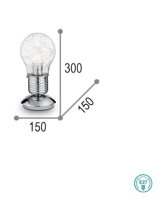 Ideal Lux Πορτατίφ με Διάφανο Καπέλο και Ασημί Βάση