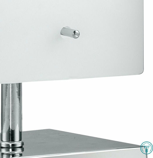 Fan Europe Square L Metal Table Lamp for Socket E27 with White Shade and Silver Base