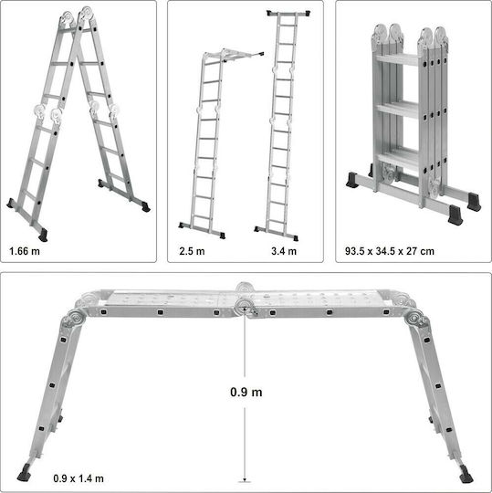 Vorel Multipurpose Ladder 4x3 with Maximum Height 3.4m