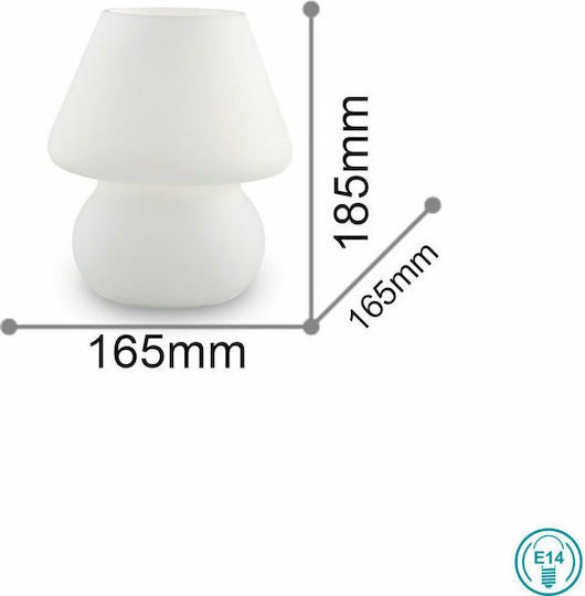 Ideal Lux Glas Tischlampe für Fassung E27 mit Weiß Schirm und Basis