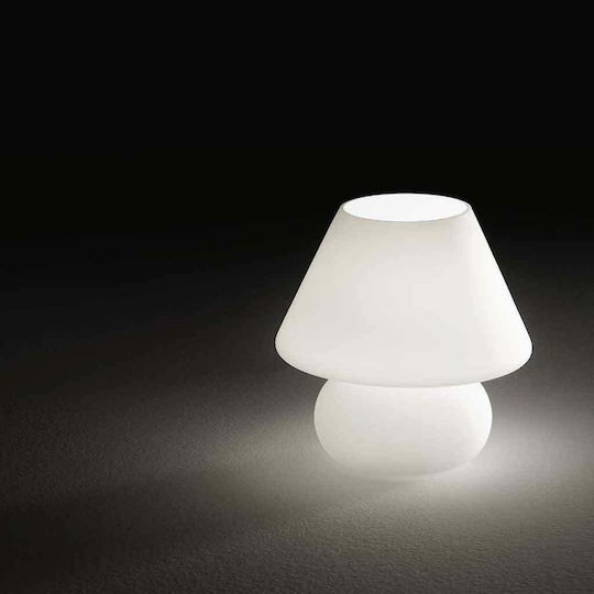Ideal Lux Glass Table Lamp for Socket E27 with White Shade and Base