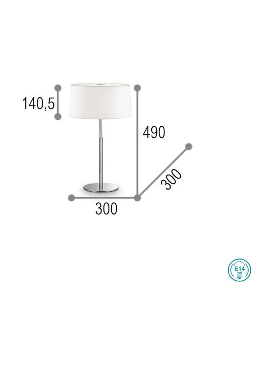 Ideal Lux Μεταλλικό Πορτατίφ για Ντουί E14 με Λευκό Καπέλο και Ασημί Βάση