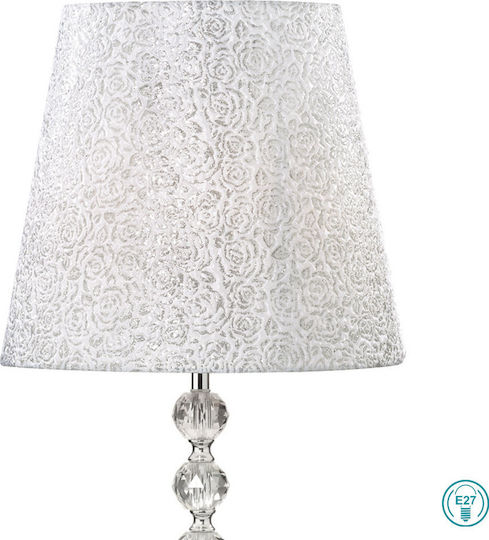 Ideal Lux Kristall Tischlampe für Fassung E27 mit Schirm und Silber Basis