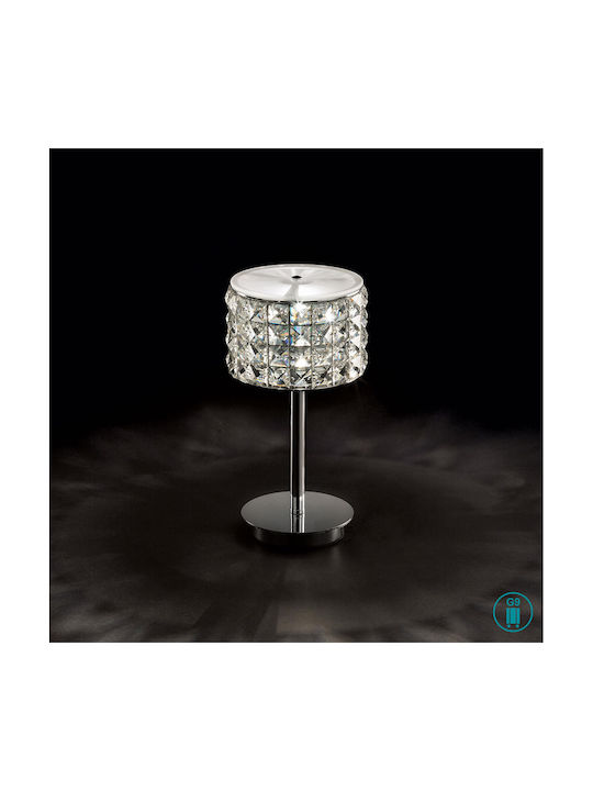 Ideal Lux Crystal Table Lamp for Socket G9 with Transparent Shade and Silver Base