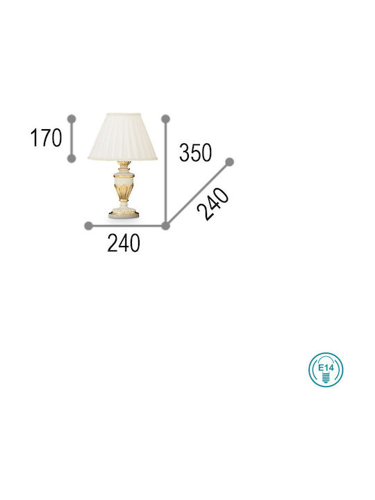Ideal Lux Metal Table Lamp for Socket E14 with White Shade and Multicolor Base