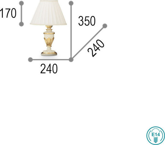 Ideal Lux Metall Tischlampe für Fassung E14 mit Weiß Schirm und Mehrfarbig Basis
