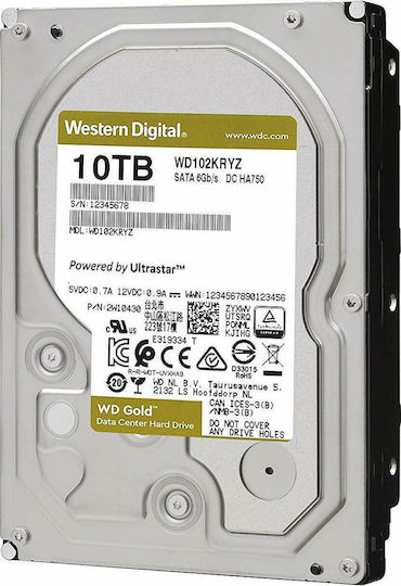 Western Digital Gold 10TB HDD Hard Drive 3.5" SATA III 7200rpm with 256MB Cache for NAS / Server WD102KRYZ