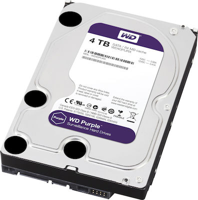 Western Digital Purple Surveillance 4TB HDD Σκληρός Δίσκος 3.5" SATA III 5400rpm με 64MB Cache για Καταγραφικό