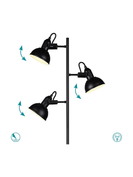 Trio Lighting Gina Stehlampe H150xB42.5cm. mit Fassung für Lampe E14 Schwarz