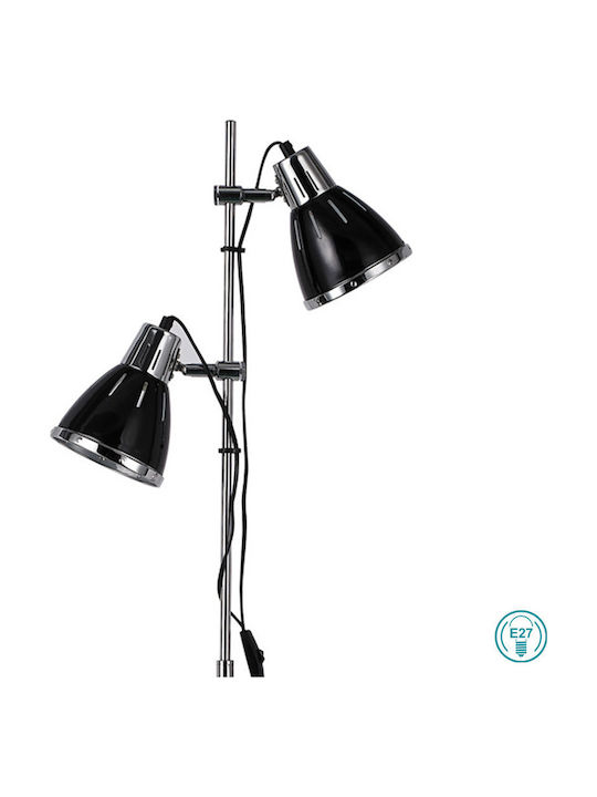 Ideal Lux Elvis PT2 Floor Lamp H160xW24cm. with Socket for Bulb E27 Black