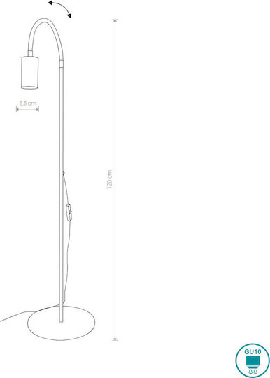 Nowodvorski Eye Flex S Floor Lamp H120xW5.5cm. with Socket for Bulb GU10 Black