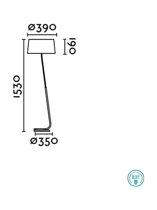 Faro Barcelona Hotel Floor Lamp H153xW39cm. with Socket for Bulb E27 Black