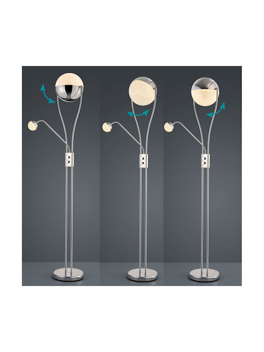 Trio Lighting Chris LED Floor Lamp H180xW52cm. with Warm White Light 2000lm Silver