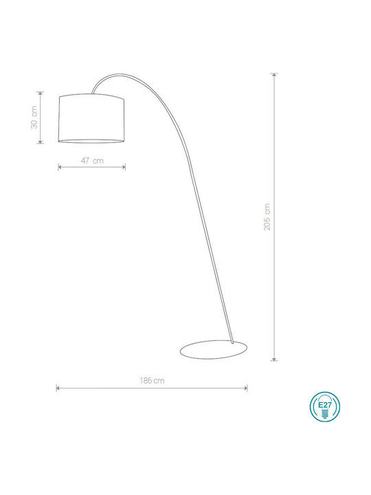 Nowodvorski Alice Lampa de podea Î205xL47cm. cu Soclu pentru Bec E27 Alb