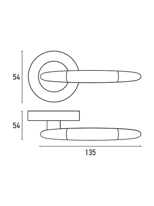 F.F. Group Lever Middle Door with Rosette Z1256 41038 Pair Zamak