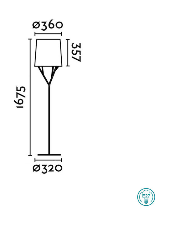 Faro Barcelona Tree Подова Лампа В134xД36см. с Цокъл за Крушка E27 Бял
