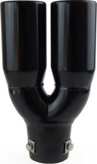 AMiO Μπούκα Εξάτμισης Διπλή Glossy Βlack Universal