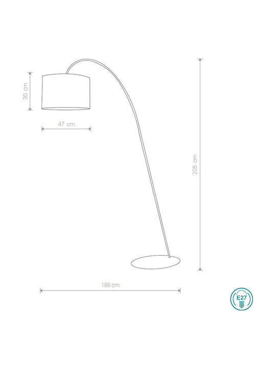 Nowodvorski Alice Lampa de podea Î205xL189cm. cu Soclu pentru Bec E27 Negru
