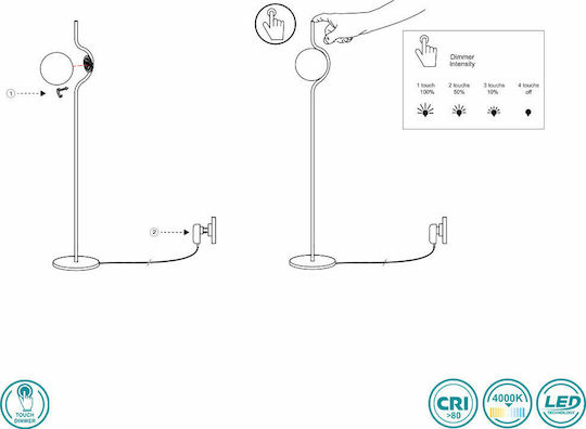 Faro Barcelona Le Vita LED Stehleuchte H118xB20cm. mit Warmweißem Licht 570lm Schwarz