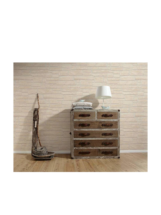 Тапет за Стена Wood Stone Винил Бежов 1000x53см Миеща се