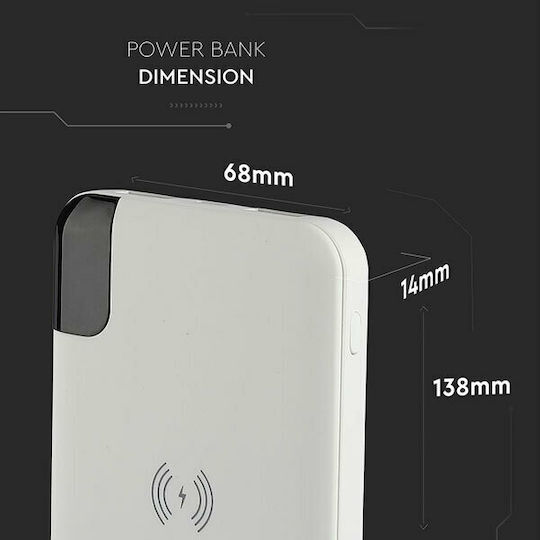 V-TAC VT-3509 Power Bank 8000mAh cu 2 Porturi USB-A Alb
