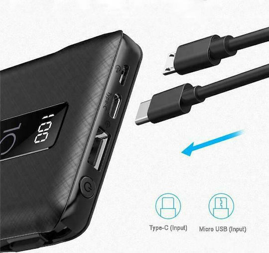 Awei P8K Power Bank 10000mAh με Θύρα USB-A Μαύρο