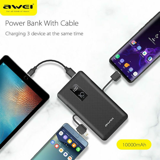 Awei P8K Power Bank 10000mAh με Θύρα USB-A Μαύρο
