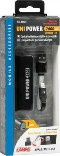 Lampa Uni-Power 2600mAh με Θύρα USB-A Μαύρο