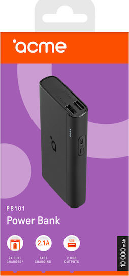 Acme PB101 Power Bank 10000mAh mit 2 USB-A Anschlüssen Schwarz