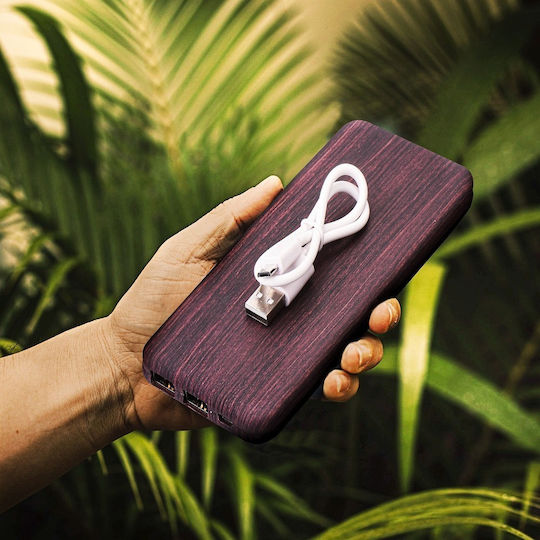 Puridea S2 Power Bank 10000mAh cu 2 Porturi USB-A Dark Wood