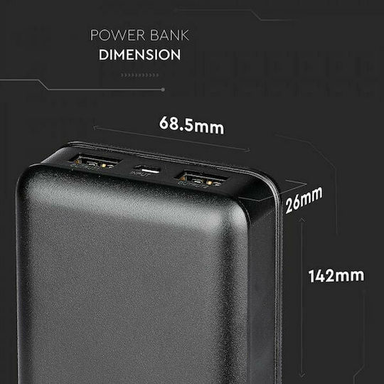 V-TAC VT-3502 Power Bank 20000mAh с 2 USB-A порта Черен