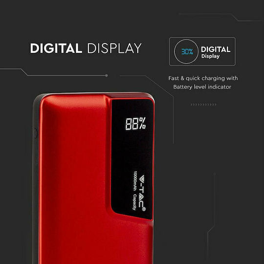 V-TAC VT-3511 Power Bank 10000mAh с USB-A порт Червен