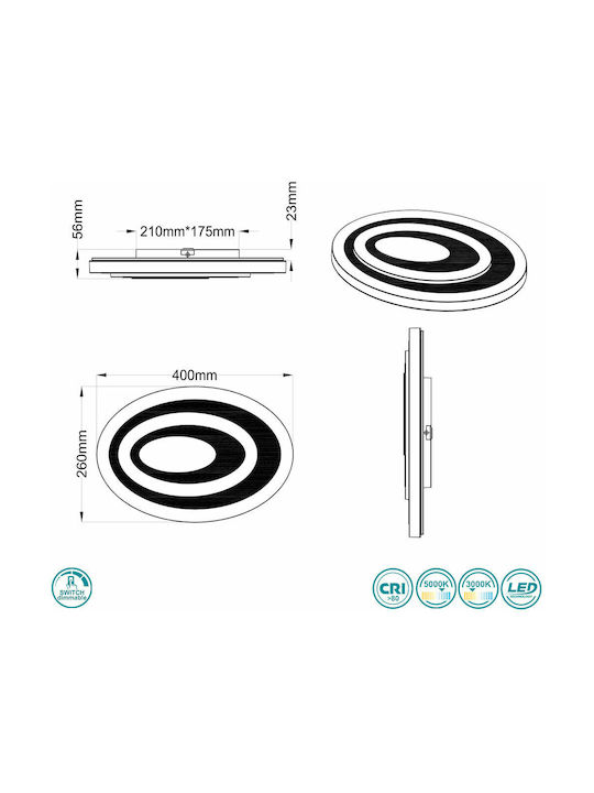 Trio Lighting Subara Modern Lamp Wall with Integrated LED and Warm White Light Silver 40x26x5.6cm