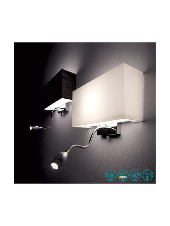 Ideal Lux Led Hotel AP2 Modern Wall Lamp with Socket E27 Black Width 32cm