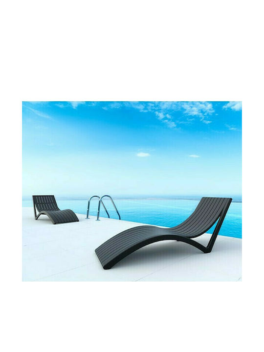 Deckchair Plastic Σλιμ Black 180x70x72cm.