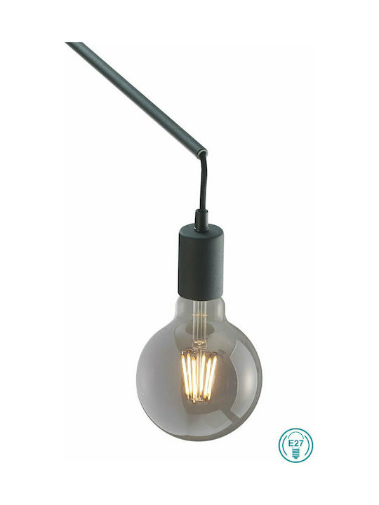 Trio Lighting Line Vintage Φωτιστικό Τοίχου Πρίζας με Ντουί E27 και Διακόπτη Μαύρο 150x5εκ.