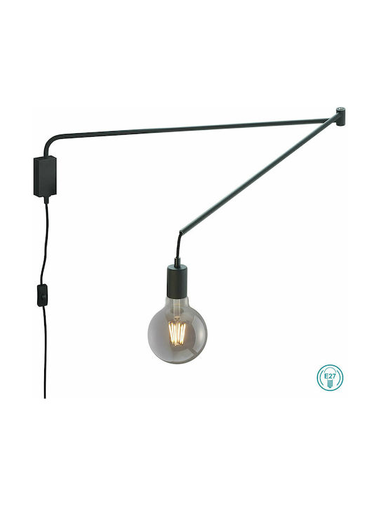 Trio Lighting Line Vintage Wall Lamp with Socket E27 Black Black Width 150cm