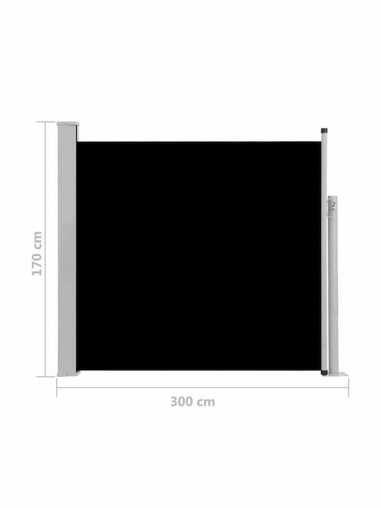 vidaXL Πλαϊνό Ρολό Σκίασης Κήπου Μαύρο 1.7x3m