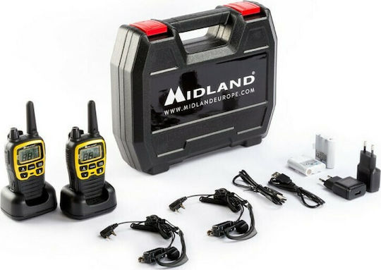 Midland XT70 Adventure Ασύρματος Πομποδέκτης PMR με Μονόχρωμη Οθόνη Σετ 2τμχ Σε Κίτρινο Χρώμα